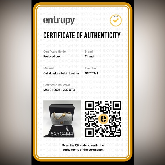 Authentic CHANEL Grey Lambskin Mini Rectangular Pearl Crush Flap Bag - Picture 16 of 16